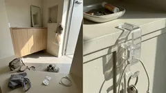 벽에 구멍 안 내고 수납 늘리기, 세리아 투명 가모이 훅 활용법