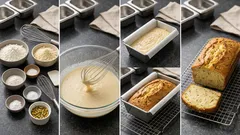 카모마일 향 가득, 감주로 은은하게 단 쌀가루 파운드케이크—메이플 시럽 코팅까지