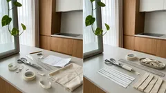 선 긋기 없이 1cm로 똑바로 자르는 법, 가위에 마스킹테이프 붙이기