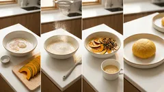 오븐 없이 40초—전자레인지로 만드는 비건 단호박 찜빵, 그라놀라로 바삭함까지