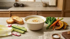 앤초비 없이도 충분히 진한 바냐카우다 소스—두유·견과로 고소하게 만드는 딥 레시피